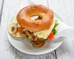 Halloumi stack bagel at Vibe Coffee